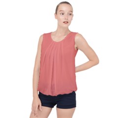 True Coral Pink Color Bubble Hem Chiffon Tank Top by SpinnyChairDesigns