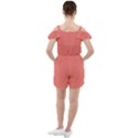 True Coral Pink Color Ruffle Cut Out Chiffon Playsuit View2