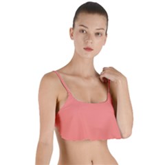 True Coral Pink Color Layered Top Bikini Top  by SpinnyChairDesigns