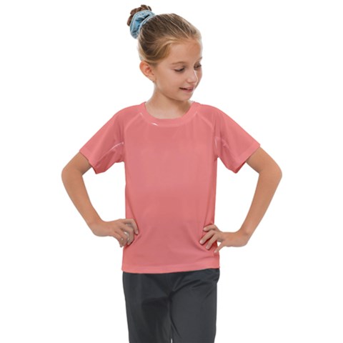 True Coral Pink Color Kids  Mesh Piece Tee by SpinnyChairDesigns