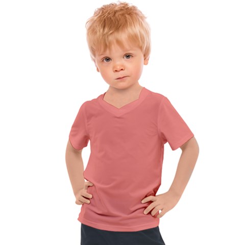 True Coral Pink Color Kids  Sports Tee by SpinnyChairDesigns