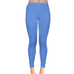 True Cornflower Blue Color Leggings  by SpinnyChairDesigns