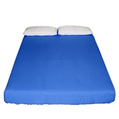 True Cornflower Blue Color Fitted Sheet (queen Size) by SpinnyChairDesigns