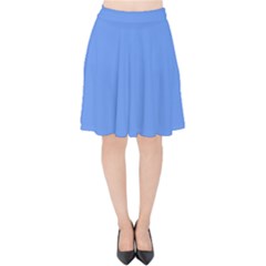 True Cornflower Blue Color Velvet High Waist Skirt by SpinnyChairDesigns