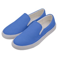 True Cornflower Blue Color Men s Canvas Slip Ons by SpinnyChairDesigns