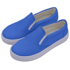 True Cornflower Blue Color Kids  Canvas Slip Ons by SpinnyChairDesigns