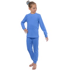 True Cornflower Blue Color Kids  Long Sleeve Set  by SpinnyChairDesigns