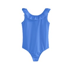 True Cornflower Blue Color Kids  Frill Swimsuit