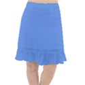 True Cornflower Blue Color Fishtail Chiffon Skirt View1