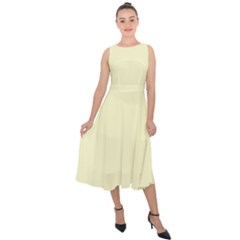 True Cream Color Midi Tie-back Chiffon Dress by SpinnyChairDesigns