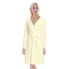 True Cream Color Long Sleeve Velvet Front Wrap Dress by SpinnyChairDesigns