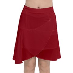 True Dark Red Color Chiffon Wrap Front Skirt by SpinnyChairDesigns