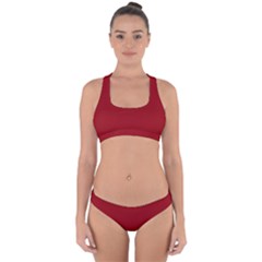 True Dark Red Color Cross Back Hipster Bikini Set