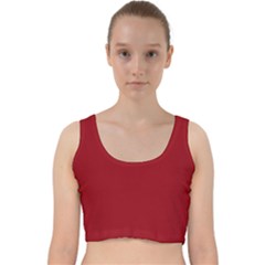 True Dark Red Color Velvet Racer Back Crop Top by SpinnyChairDesigns