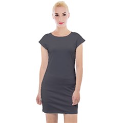 Dark Slate Grey Color Cap Sleeve Bodycon Dress by SpinnyChairDesigns