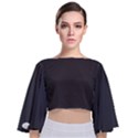 Dark Slate Grey Color Tie Back Butterfly Sleeve Chiffon Top View1