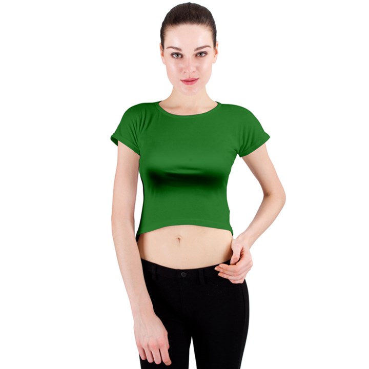 True Emerald Green Color Crew Neck Crop Top