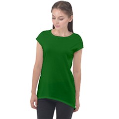 True Emerald Green Color Cap Sleeve High Low Top by SpinnyChairDesigns