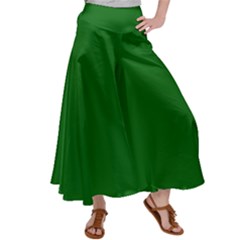 True Emerald Green Color Satin Palazzo Pants by SpinnyChairDesigns