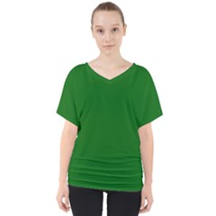 True Emerald Green Color V-neck Dolman Drape Top by SpinnyChairDesigns