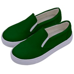 True Emerald Green Color Kids  Canvas Slip Ons by SpinnyChairDesigns