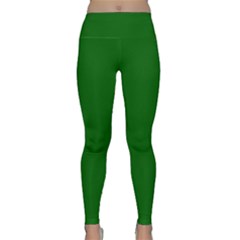 True Emerald Green Color Lightweight Velour Classic Yoga Leggings by SpinnyChairDesigns