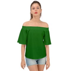 True Emerald Green Color Off Shoulder Short Sleeve Top by SpinnyChairDesigns