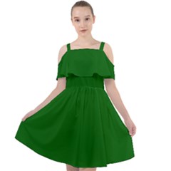 True Emerald Green Color Cut Out Shoulders Chiffon Dress by SpinnyChairDesigns