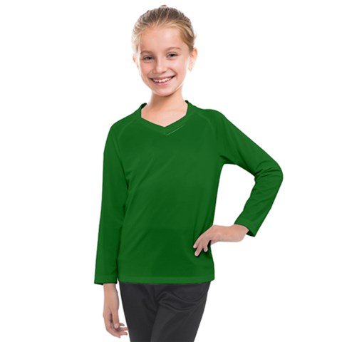 True Emerald Green Color Kids  Long Mesh Tee by SpinnyChairDesigns