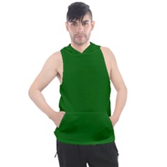 True Emerald Green Color Men s Sleeveless Hoodie by SpinnyChairDesigns