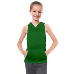 True Emerald Green Color Kids  Sleeveless Hoodie by SpinnyChairDesigns