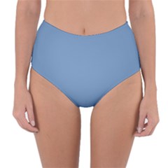 Faded Blue Color Reversible High-waist Bikini Bottoms by SpinnyChairDesigns