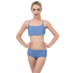 Faded Blue Color Layered Top Bikini Set by SpinnyChairDesigns