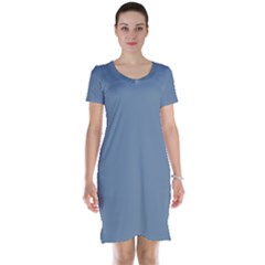 Faded Denim Blue Color Short Sleeve Nightdress by SpinnyChairDesigns