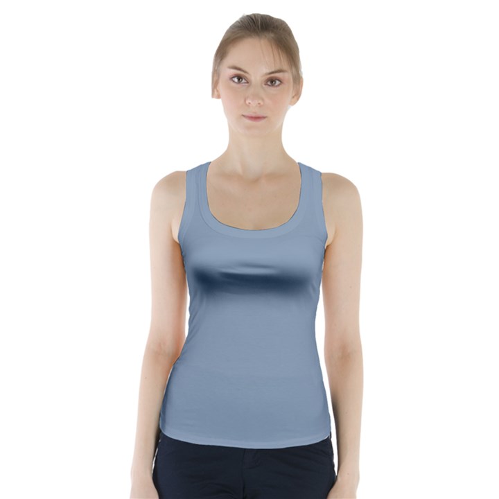 Faded Denim Blue Color Racer Back Sports Top