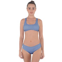 Faded Denim Blue Color Criss Cross Bikini Set by SpinnyChairDesigns