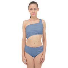 Faded Denim Blue Color Spliced Up Two Piece Swimsuit by SpinnyChairDesigns