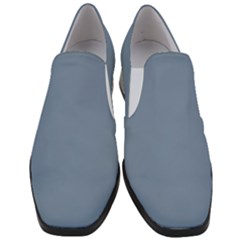 Faded Denim Blue Color Women Slip On Heel Loafers by SpinnyChairDesigns