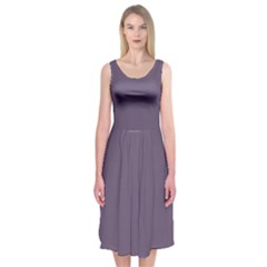 Grape Compote Purple Color Midi Sleeveless Dress by SpinnyChairDesigns