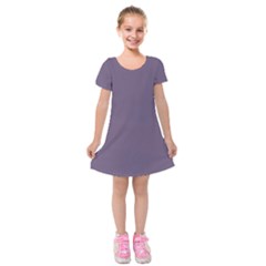 Grape Compote Purple Color Kids  Short Sleeve Velvet Dress by SpinnyChairDesigns