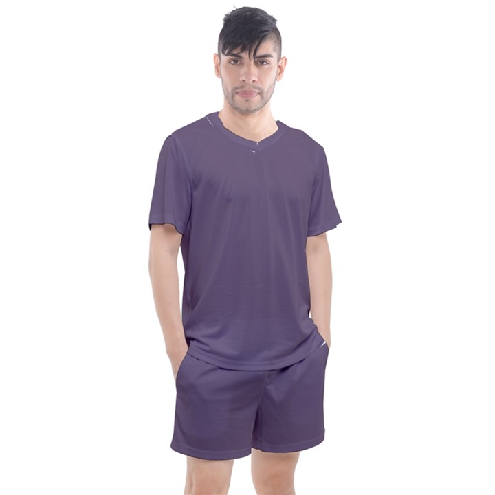 Grape Compote Purple Color Men s Mesh Tee and Shorts Set