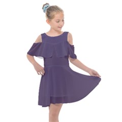 Grape Compote Purple Color Kids  Shoulder Cutout Chiffon Dress by SpinnyChairDesigns