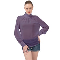 Grape Compote Purple Color High Neck Long Sleeve Chiffon Top by SpinnyChairDesigns