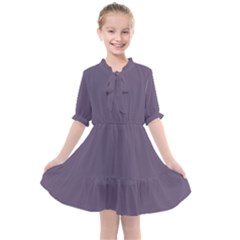 Grape Compote Purple Color Kids  All Frills Chiffon Dress by SpinnyChairDesigns