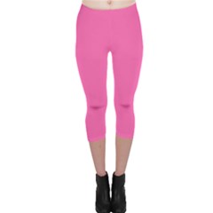 Hot Hollywood Pink Color Capri Leggings  by SpinnyChairDesigns