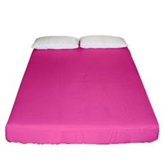 Hot Hollywood Pink Color Fitted Sheet (queen Size) by SpinnyChairDesigns