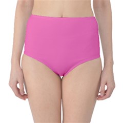 Hot Hollywood Pink Color Classic High-waist Bikini Bottoms by SpinnyChairDesigns