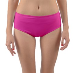 Hot Hollywood Pink Color Reversible Mid-waist Bikini Bottoms by SpinnyChairDesigns