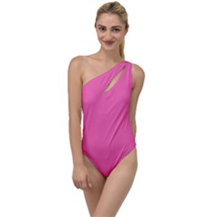 Hot Hollywood Pink Color To One Side Swimsuit by SpinnyChairDesigns