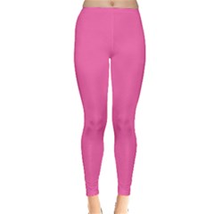 Hot Hollywood Pink Color Inside Out Leggings by SpinnyChairDesigns